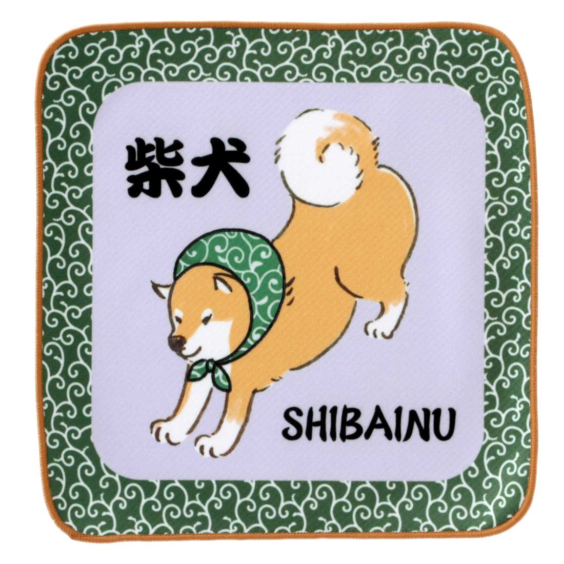 ビーエヌラボ　スマホ・メガネ拭き ハンカチ　日本　唐草柴犬　パープル　【BNLABO】
