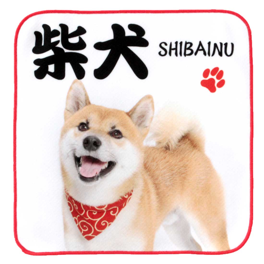 ビーエヌラボ　スマホ・メガネ拭き ハンカチ　日本　リアルな柴犬　ホワイト　【BNLABO】