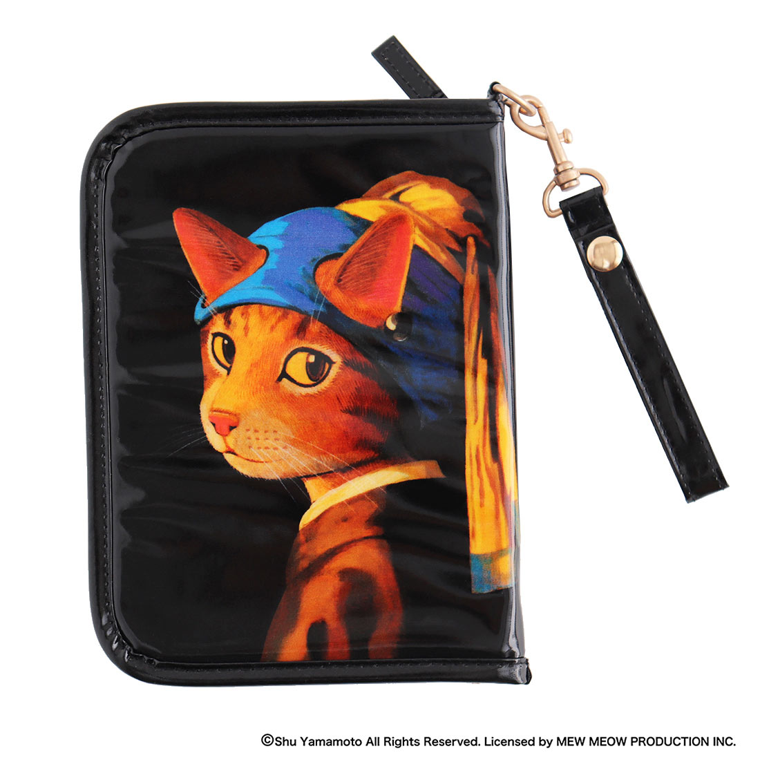 キャットアート　マルチケース　お薬手帳　真珠のイヤリングをした少女猫/ヨハネス・フェルネーコ　【CAT ART】
