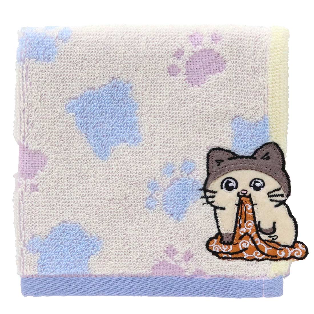 ねこに転生したおじさん　タオルハンカチ　風呂敷ふみふみ みたらしちゃん　アイボリー