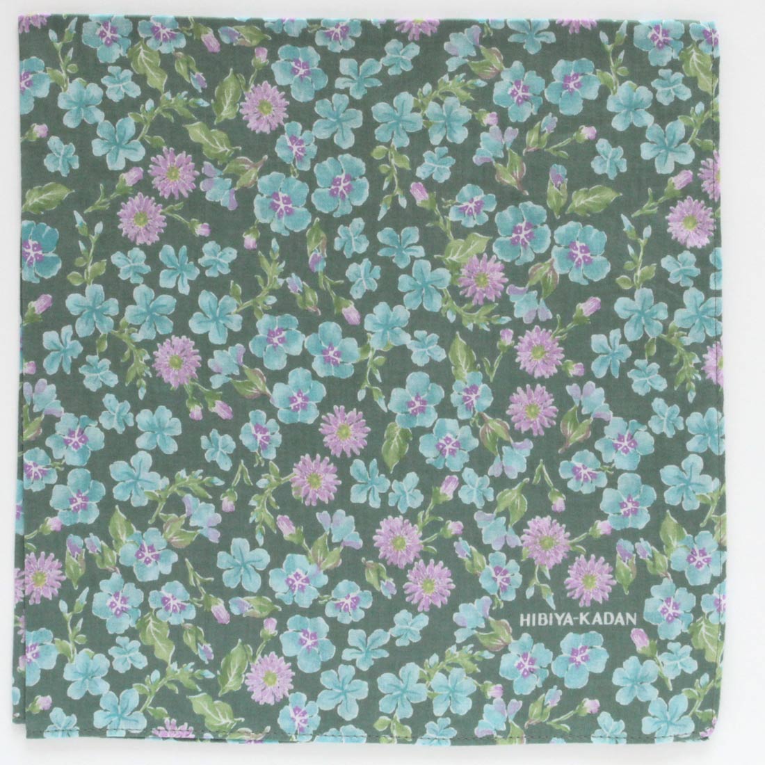 ヒビヤカダン　プリントハンカチ　季節の花々　グリーン　【日比谷花壇　HIBIYA-KADAN】
