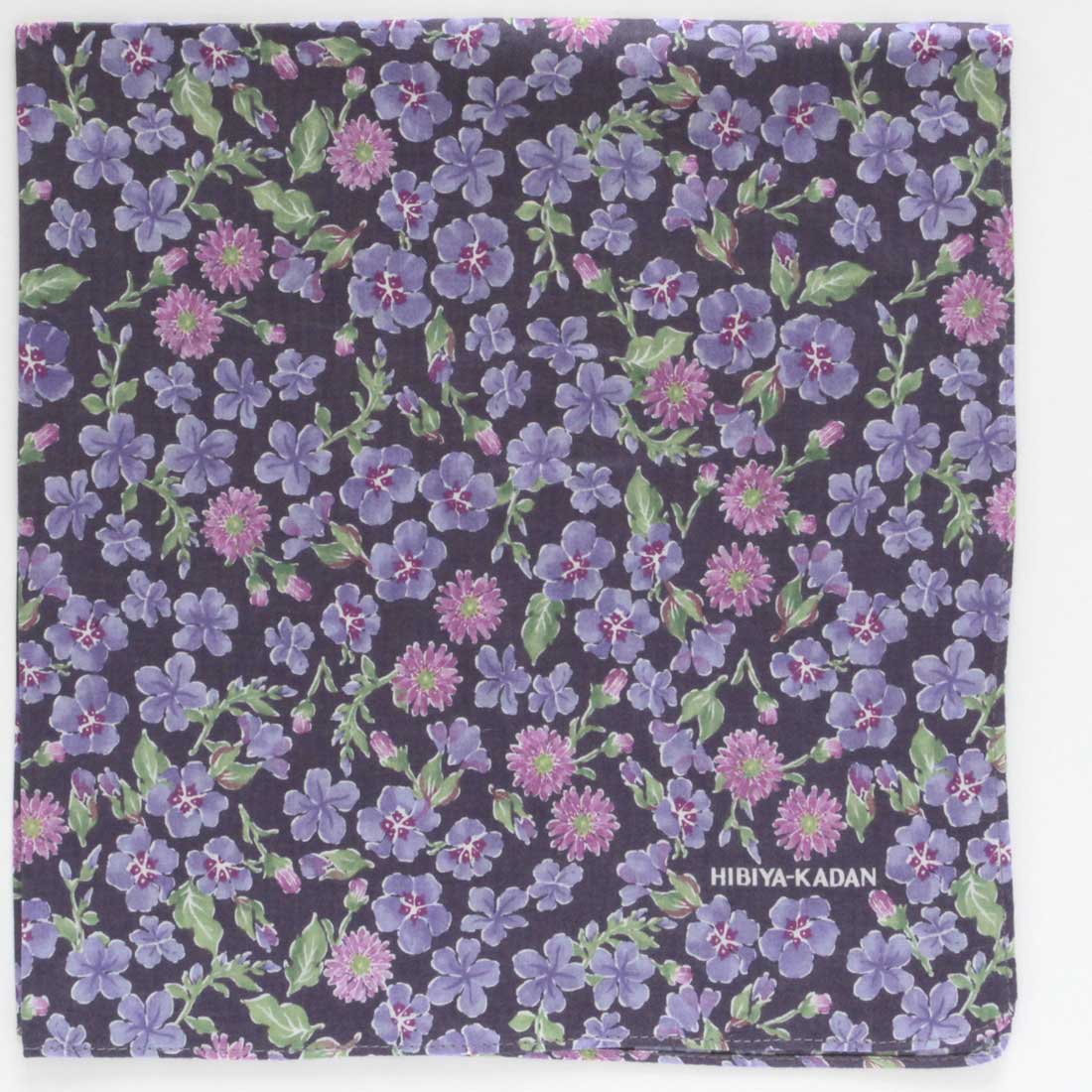 ヒビヤカダン　プリントハンカチ　季節の花々　パープル　【日比谷花壇　HIBIYA-KADAN】
