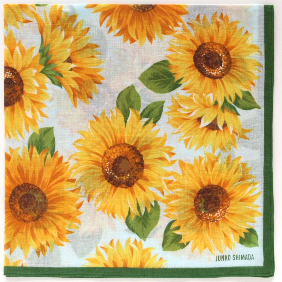 ジュンコシマダ　大判　プリントハンカチ（58cm）向日葵　ブルー　【JUNKO SHIMADA】