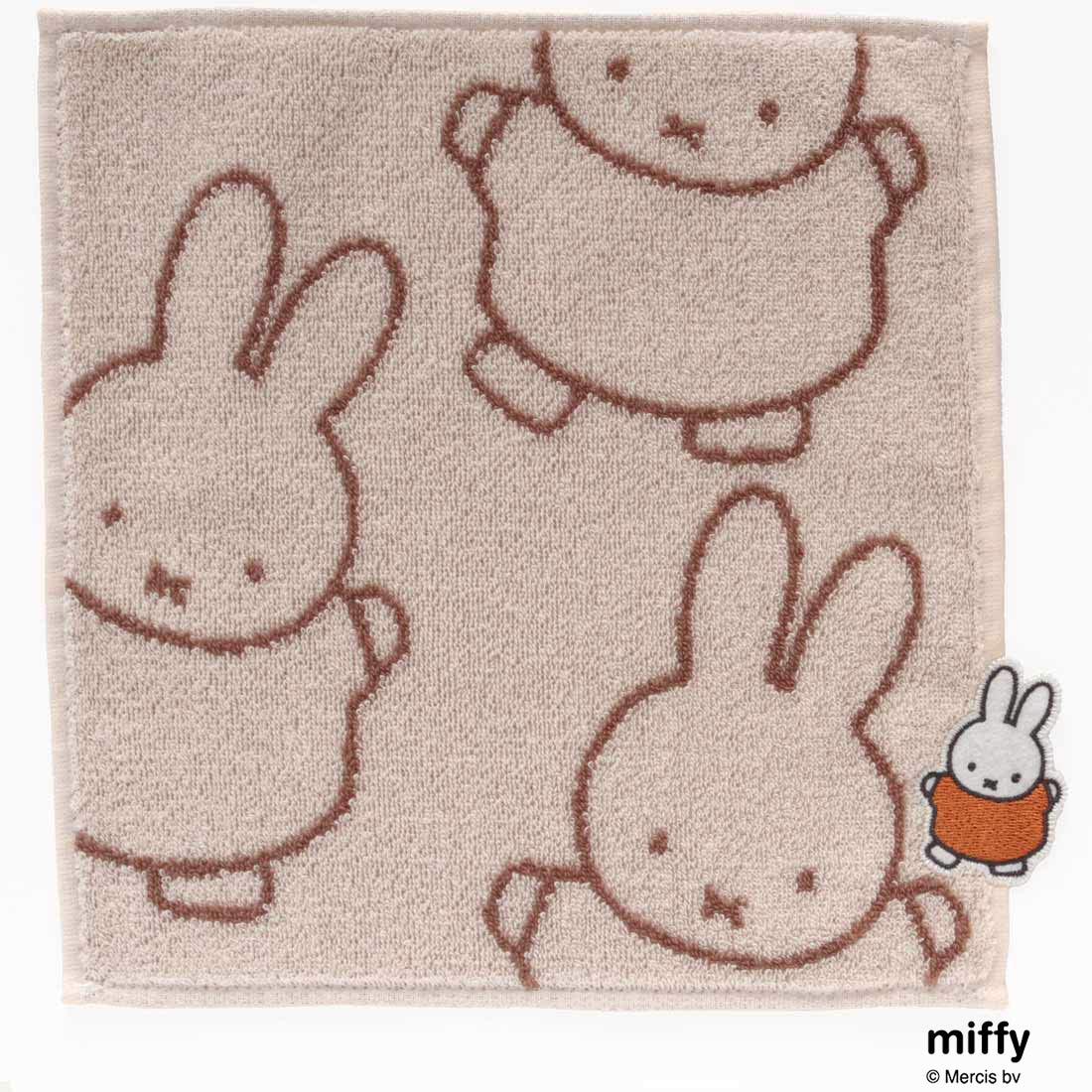ミッフィー　タオルハンカチ　飛び出しアップリケ　アイボリー　【miffy】
