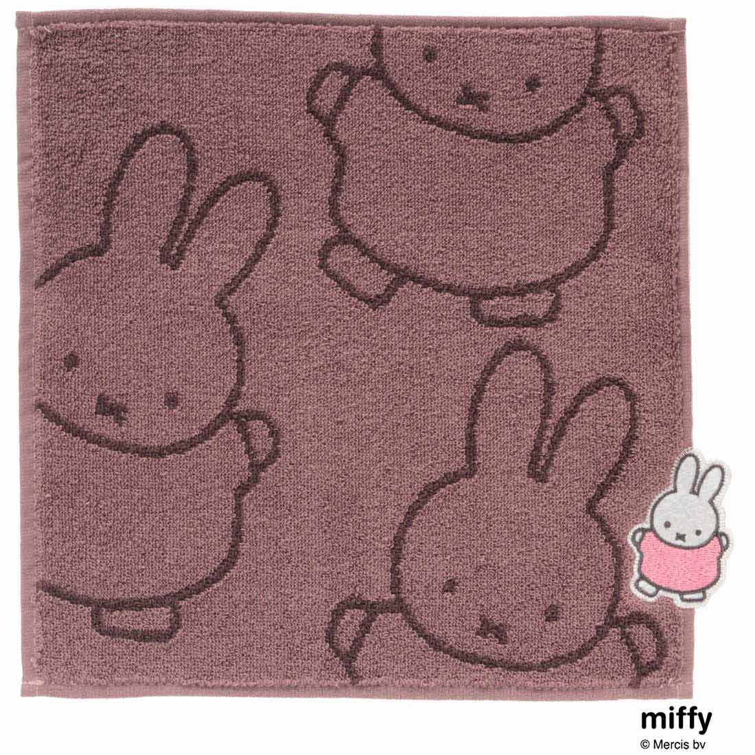 ミッフィー　タオルハンカチ　飛び出しアップリケ　グレー　【miffy】