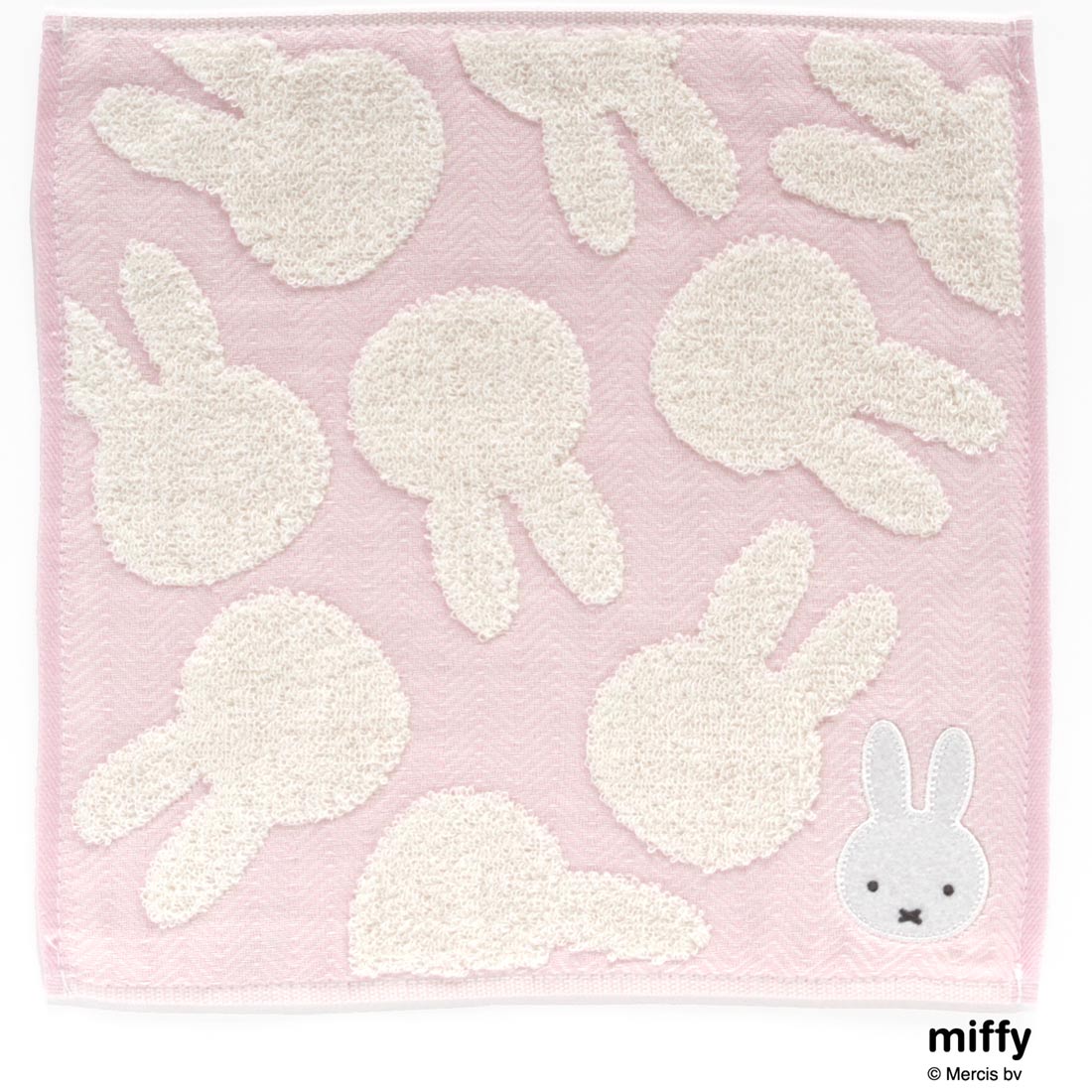 ミッフィー　表ガーゼ・裏タオルハンカチ　ミッフィーシルエット　ピンク　【miffy】