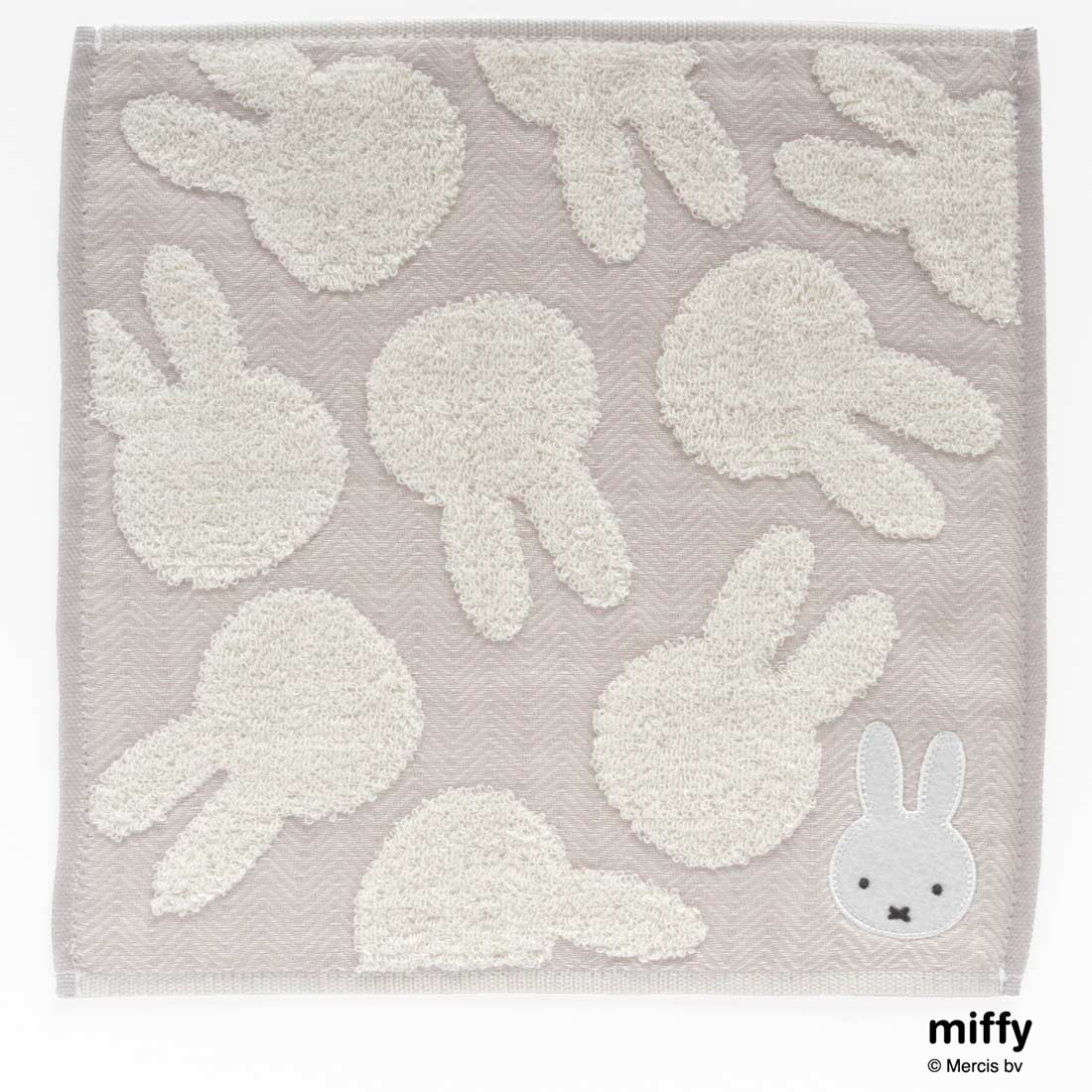 ミッフィー　表ガーゼ・裏タオルハンカチ　ミッフィーシルエット　グレー　【miffy】