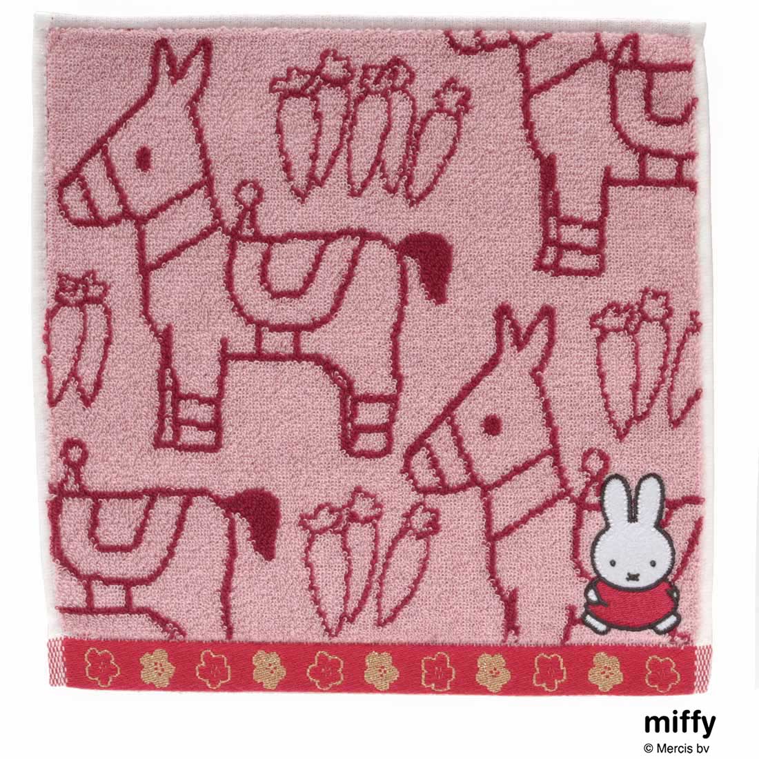 ミッフィー　タオルハンカチ　干支　馬　ピンク　【miffy】