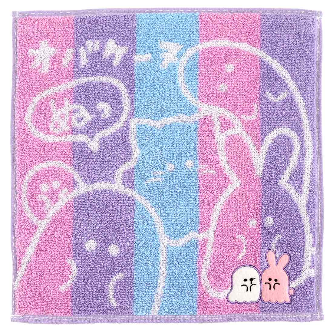 オバケーヌ　タオルハンカチ　オバケ―ヌ&ウサギ―ヌ　アップリケ