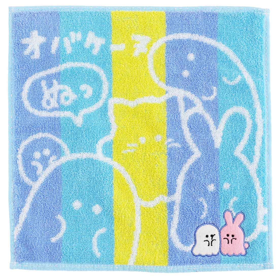 オバケーヌ　タオルハンカチ　オバケ―ヌ&ウサギ―ヌ　アップリケ