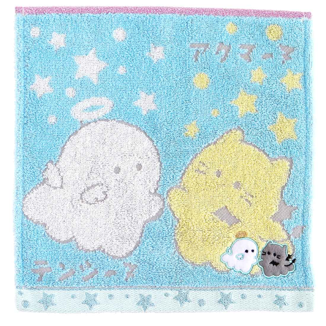 オバケーヌ　タオルハンカチ　アクマ―ヌ&テンシ―ヌ　アップリケ