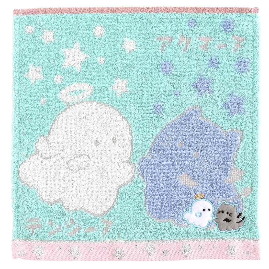 オバケーヌ　タオルハンカチ　アクマ―ヌ&テンシ―ヌ　アップリケ