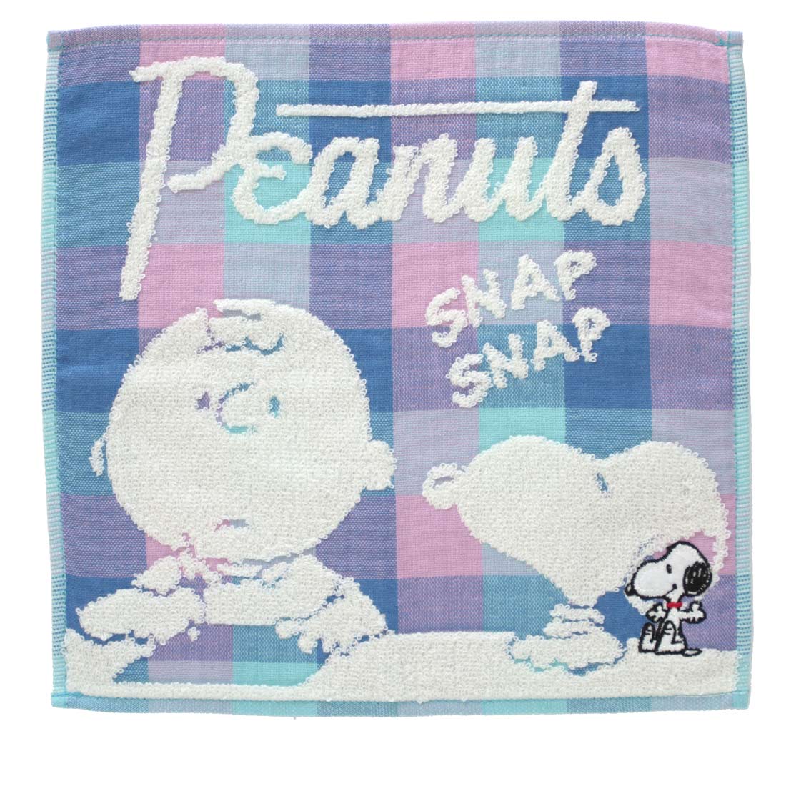 スヌーピー　表ガーゼ・裏タオルハンカチ　パステルチェック　【PEANUTS】