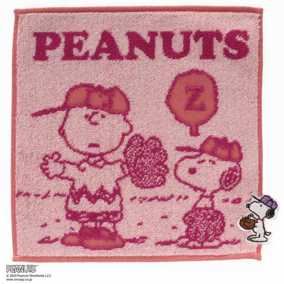 スヌーピー　タオルハンカチ　野球　ピンク　【PEANUTS】