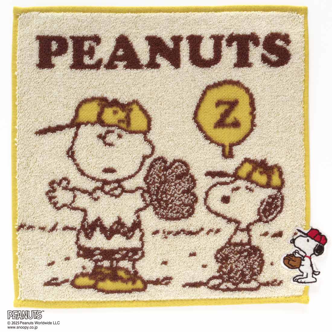 スヌーピー　タオルハンカチ　野球　アイボリー　【PEANUTS】