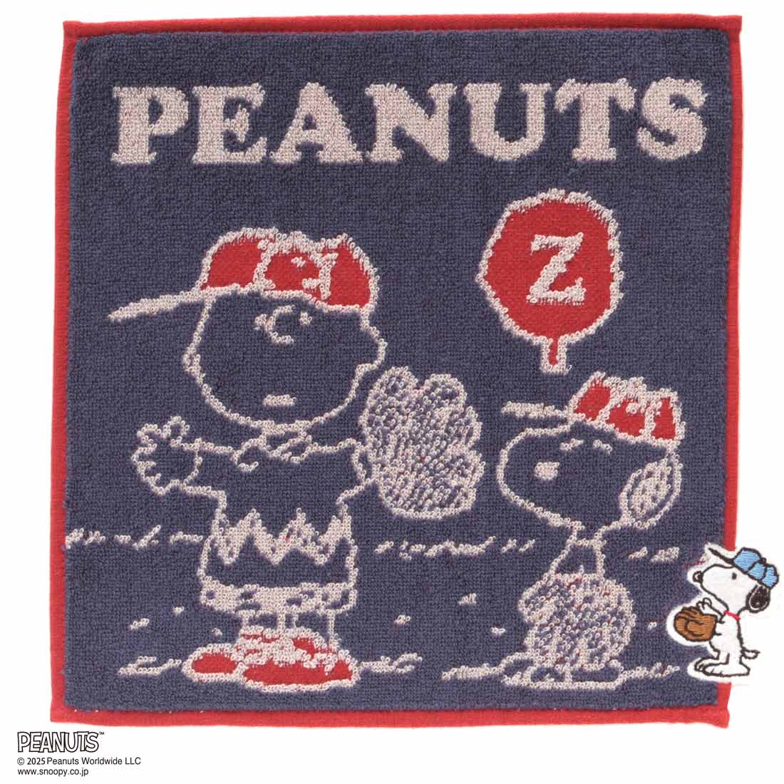 スヌーピー　タオルハンカチ　野球　ネイビー　【PEANUTS】