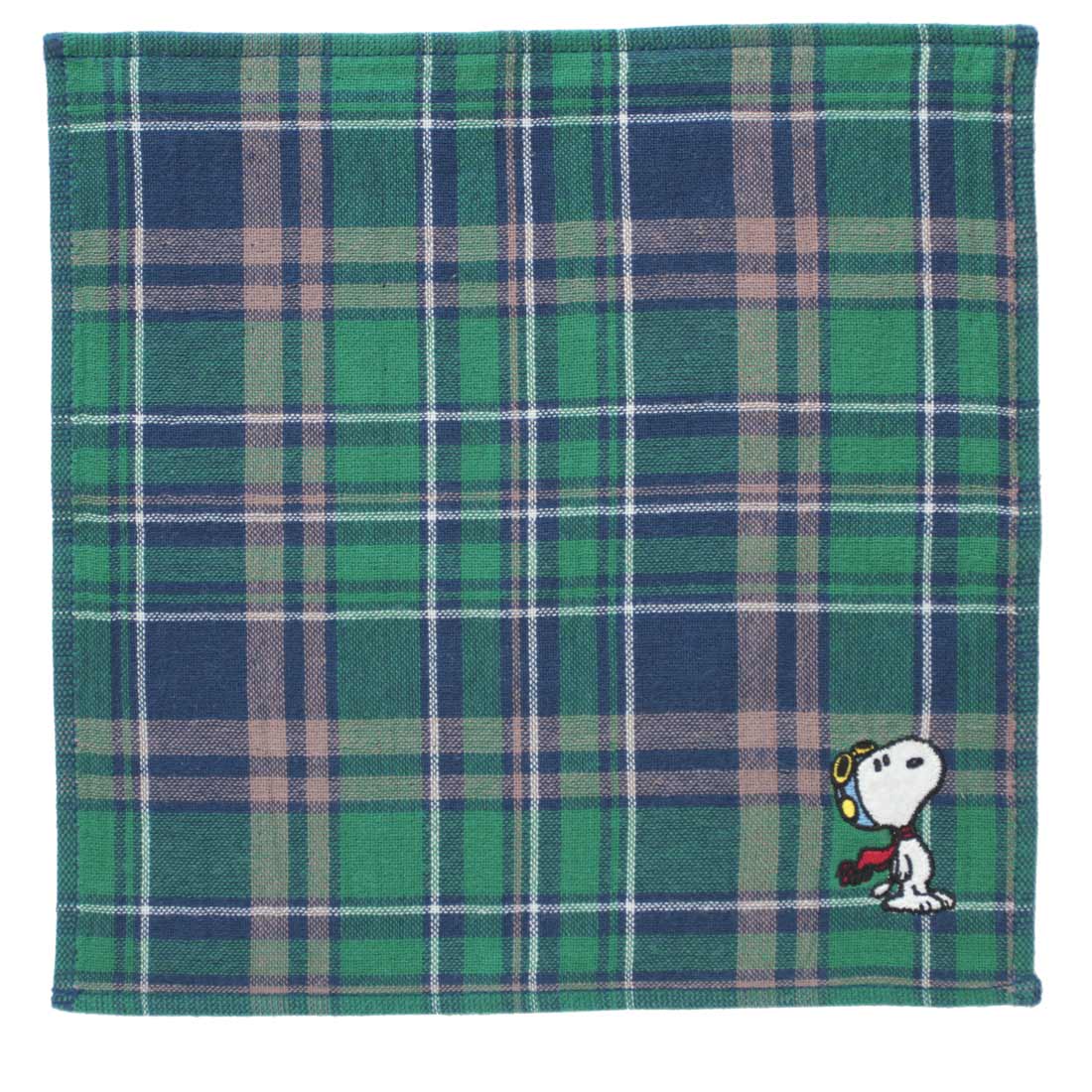 スヌーピー　メンズ　表ガーゼ・裏タオルハンカチ　チェック　【PEANUTS】