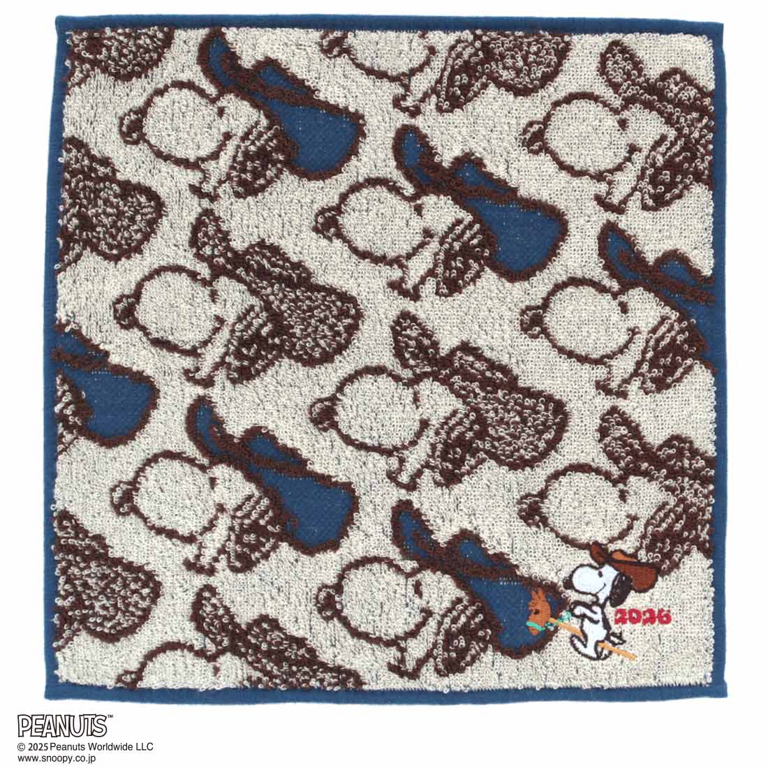 スヌーピー　タオルハンカチ　干支　棒馬に乗るスヌーピー　アイボリー　【PEANUTS】