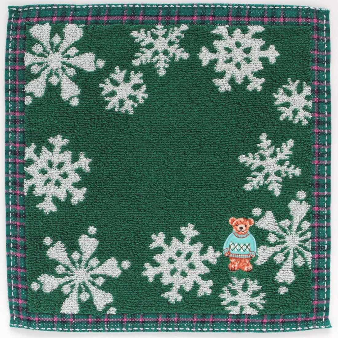 ソフィスティ　タオルハンカチ　雪の結晶　グリーン　【sophisty】