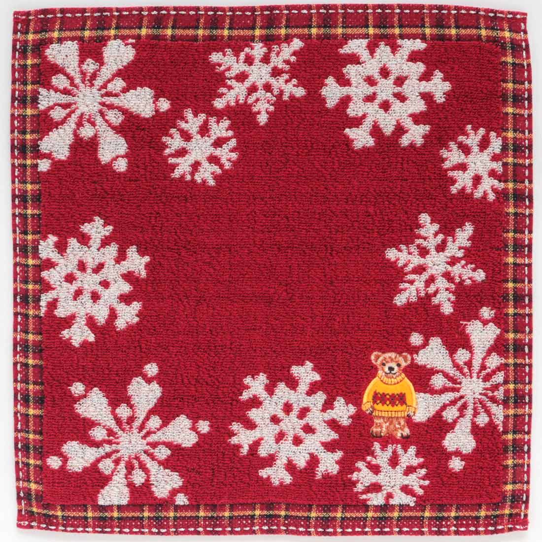 ソフィスティ　タオルハンカチ　雪の結晶　レッド　【sophisty】