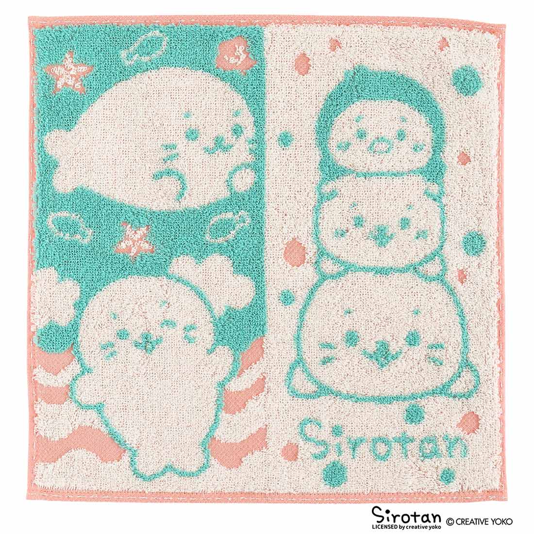 しろたん　タオルハンカチ　つみつみ柄