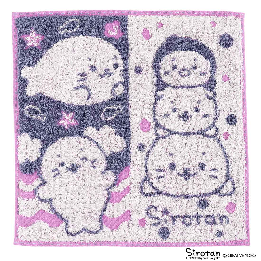 しろたん　タオルハンカチ　つみつみ柄