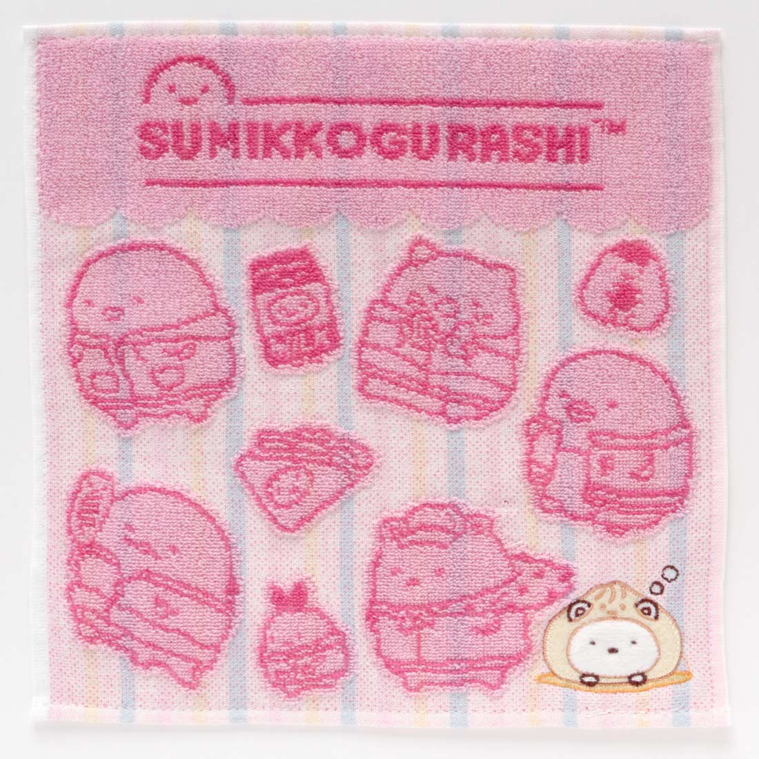 タオルハンカチ　しろくまにくまん　ピンク