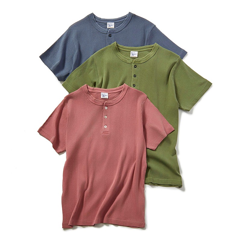Panel-rib Henley S/S Tee (Pigment dyeing)