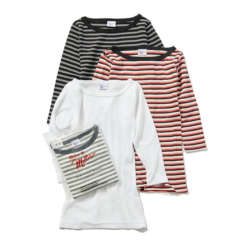 Panel-rib Boatneck Tee (3/4 sleeves)