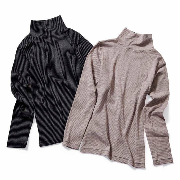 Panel-rib Turtle Neck L/S Tee