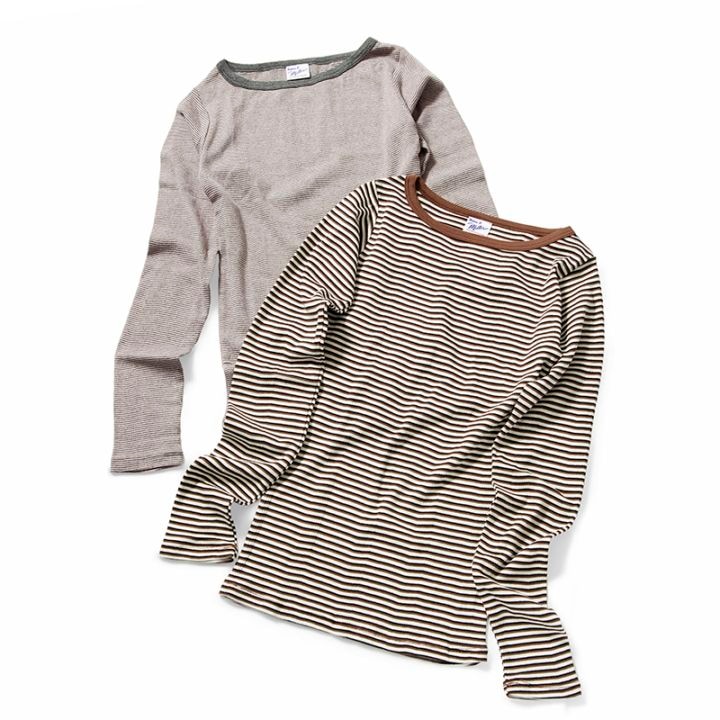 Panel-rib boat neck L/S Tee