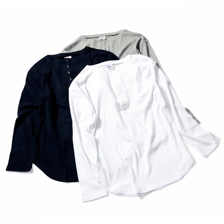 Panel-rib henley neck L/S Tee