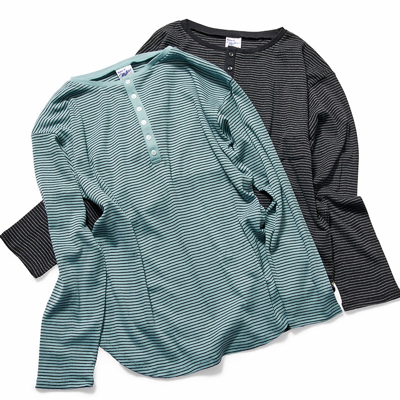 861C  Panel-rib henley neck L/S Tee
