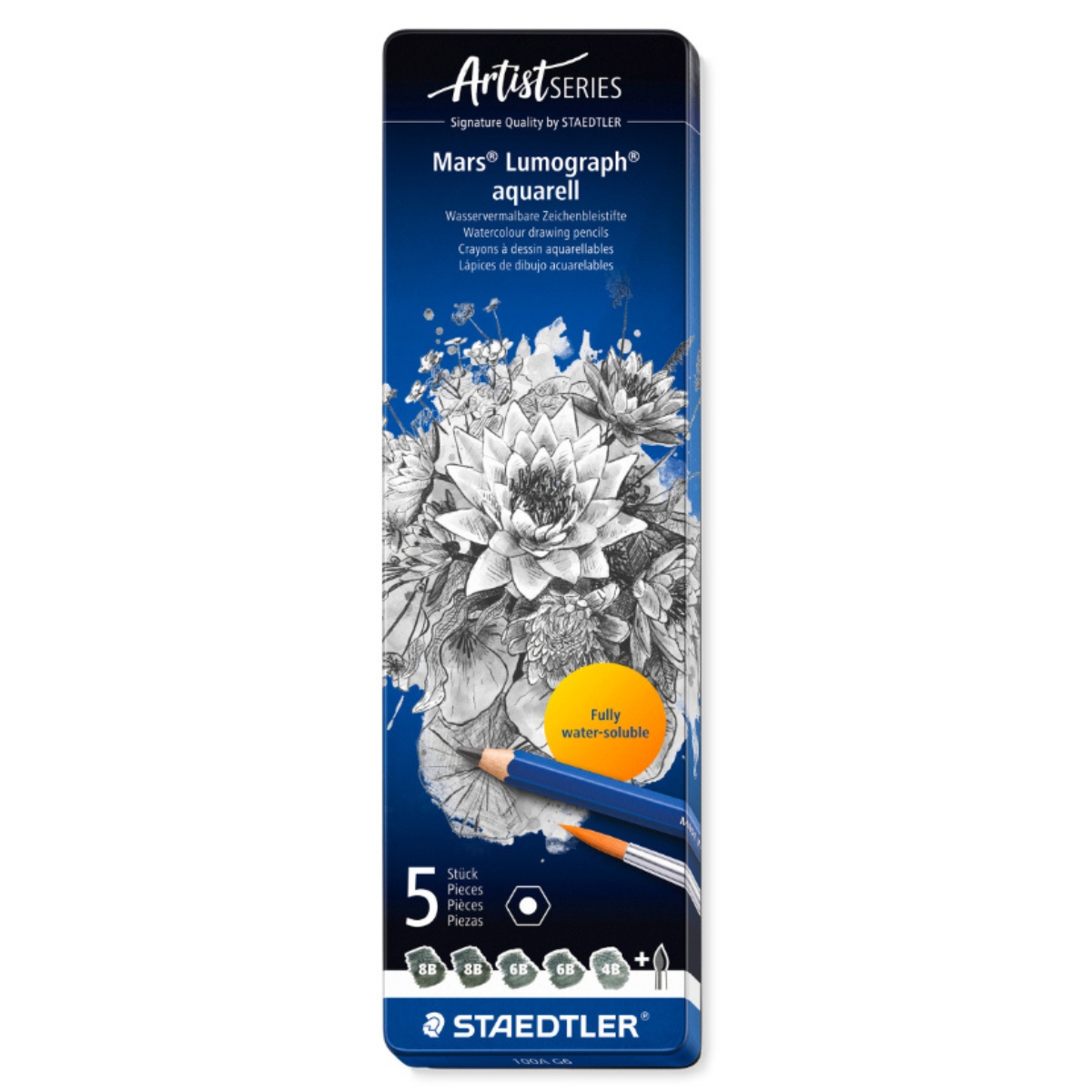 マルス ルモグラフ アクェレル 水彩鉛筆5本組 水彩筆付き