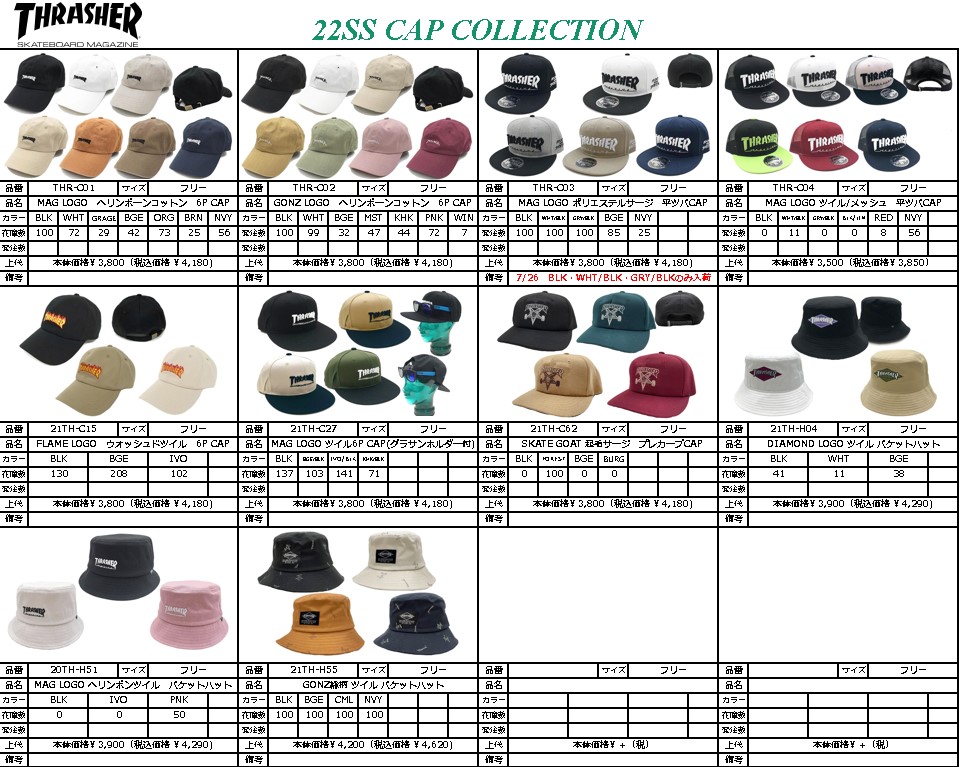 THRASHER(スラッシャー) CAP3 A08