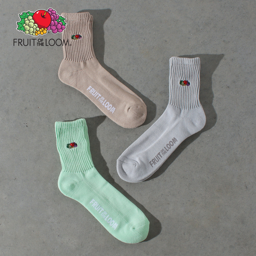FRUIT OF THE LOOM (フルーツオブザルーム) Q FTL ゆる刺繍A ソックス 靴下 A02
