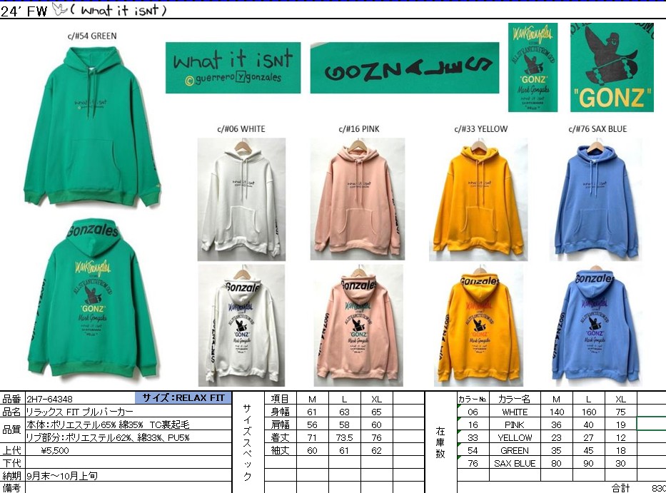 (What it isNt) ART BY MARK GONZALES マークゴンザレス ゴンズ リラックスフィット プルパーカー RELAX FIT