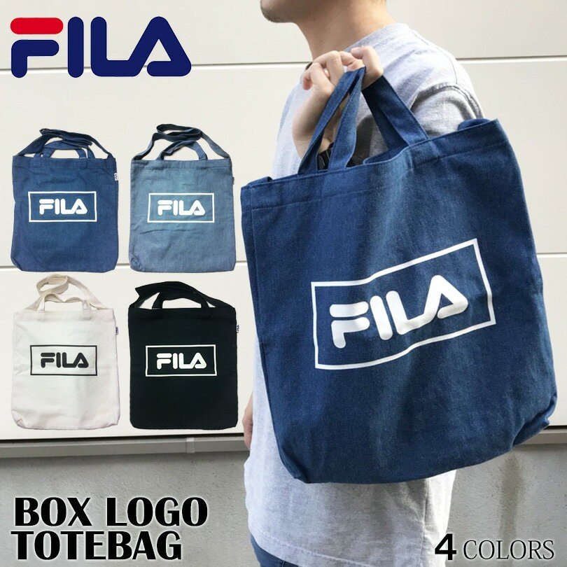 FILA(フィラ) 別注 BOXロゴ白 トートバッグ
