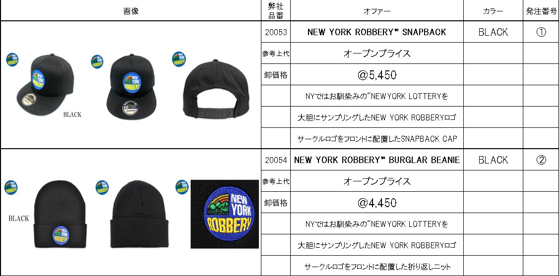 NEW YORK ROBBERY キャップ