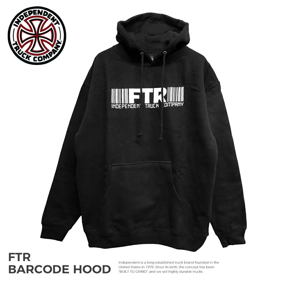 INDEPENDENT(インディペンデント)  パーカー　プルオーバー　FTR BARCODE HOOD ブラック