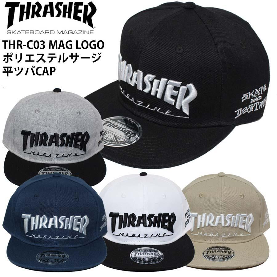 THRASHER(スラッシャー) CAP23 MAG LOGO CAP ポリエステルサージ 平ツバキャップ A08