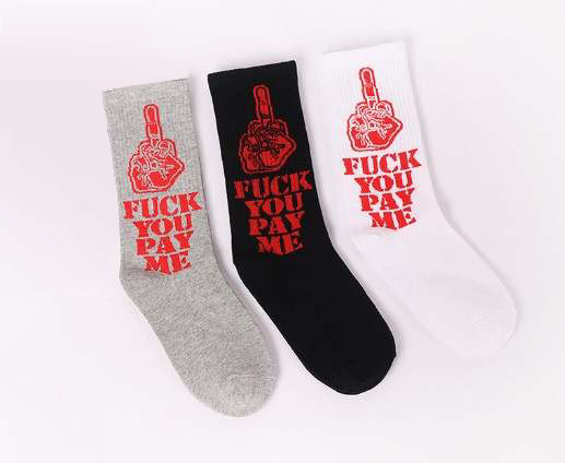FUCK YOU PAY ME  クルーソックス 靴下