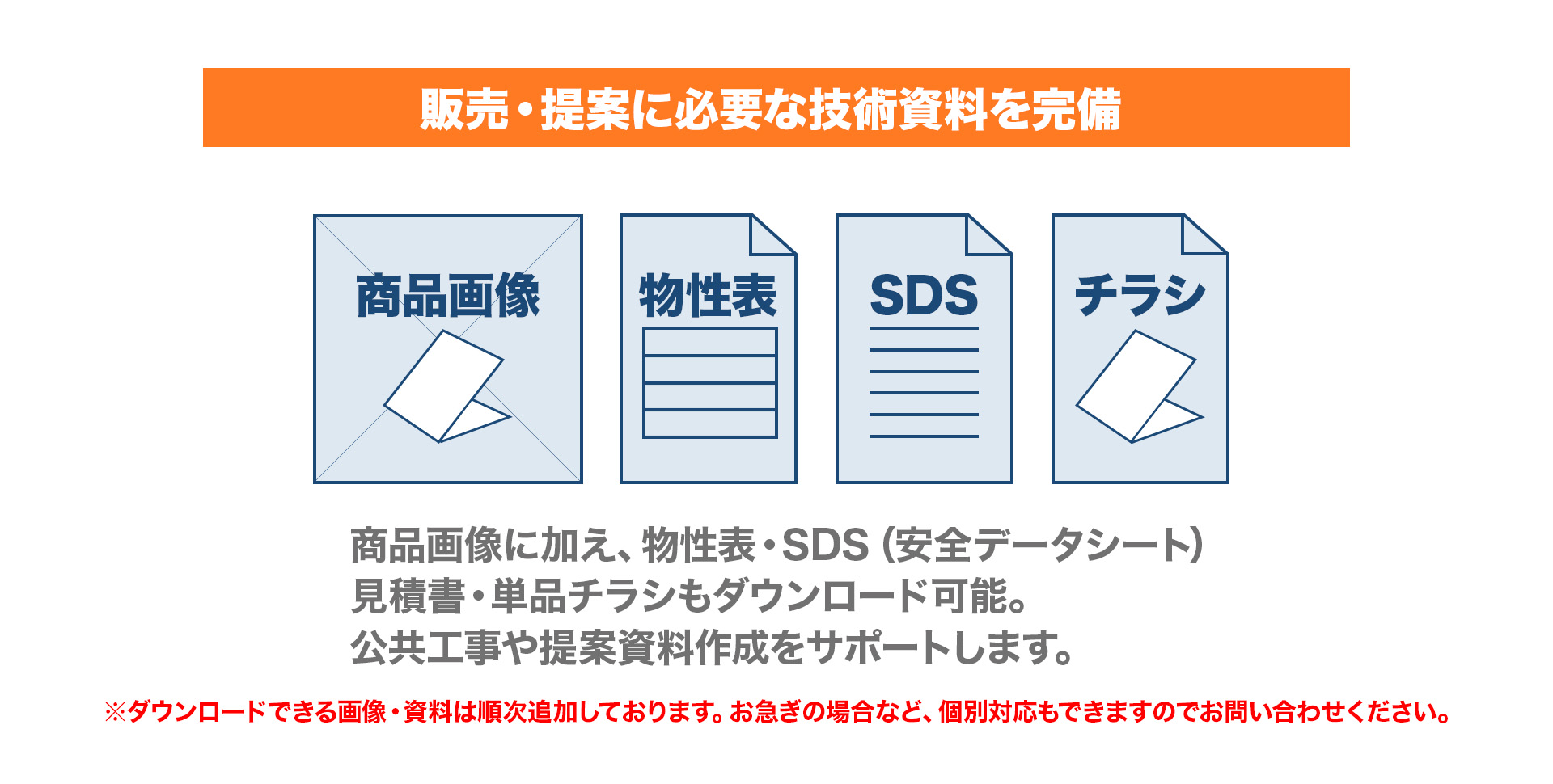 販売・提案に必要な技術資料を完備