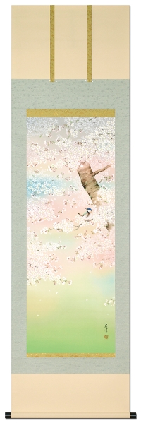 【掛軸】GK-3294 富岡蘇峰　桜花爛漫　尺五立（A1013）