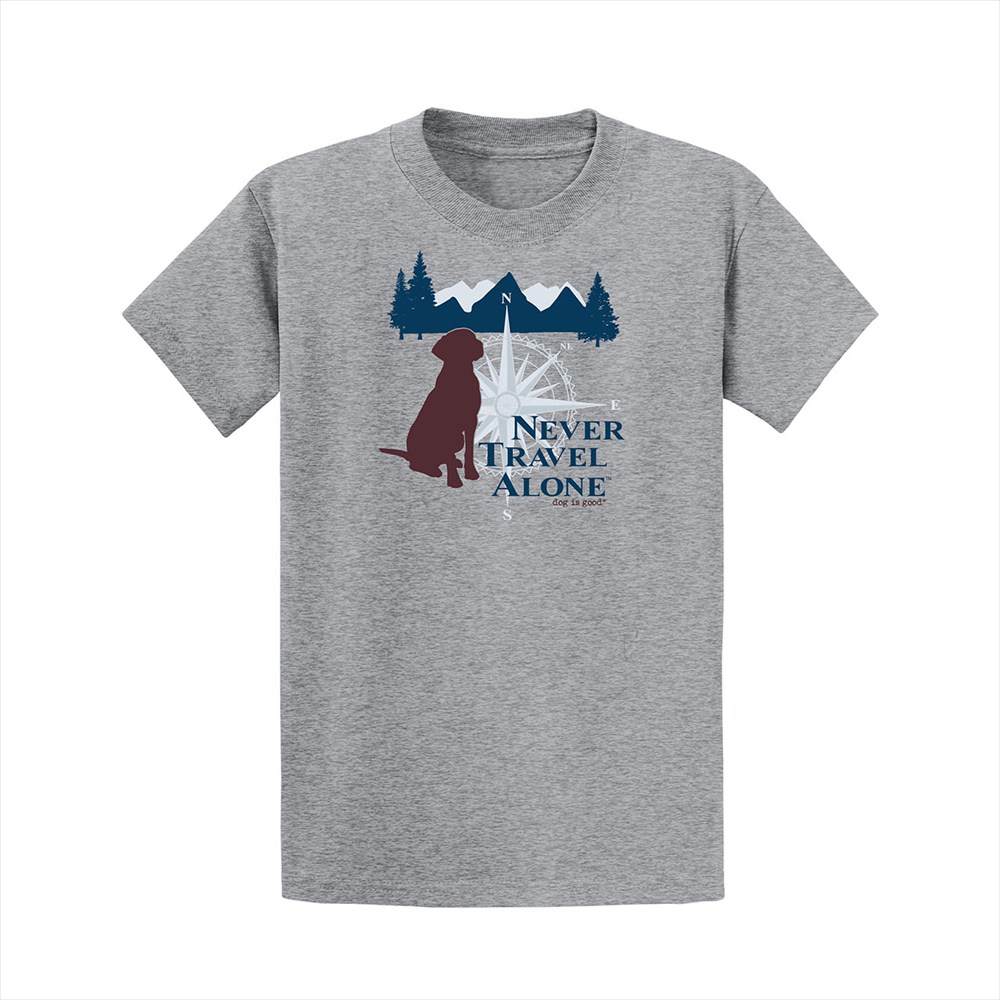 Dog is Good　Ｔシャツ　ネヴァートラベルアローン　グレー
