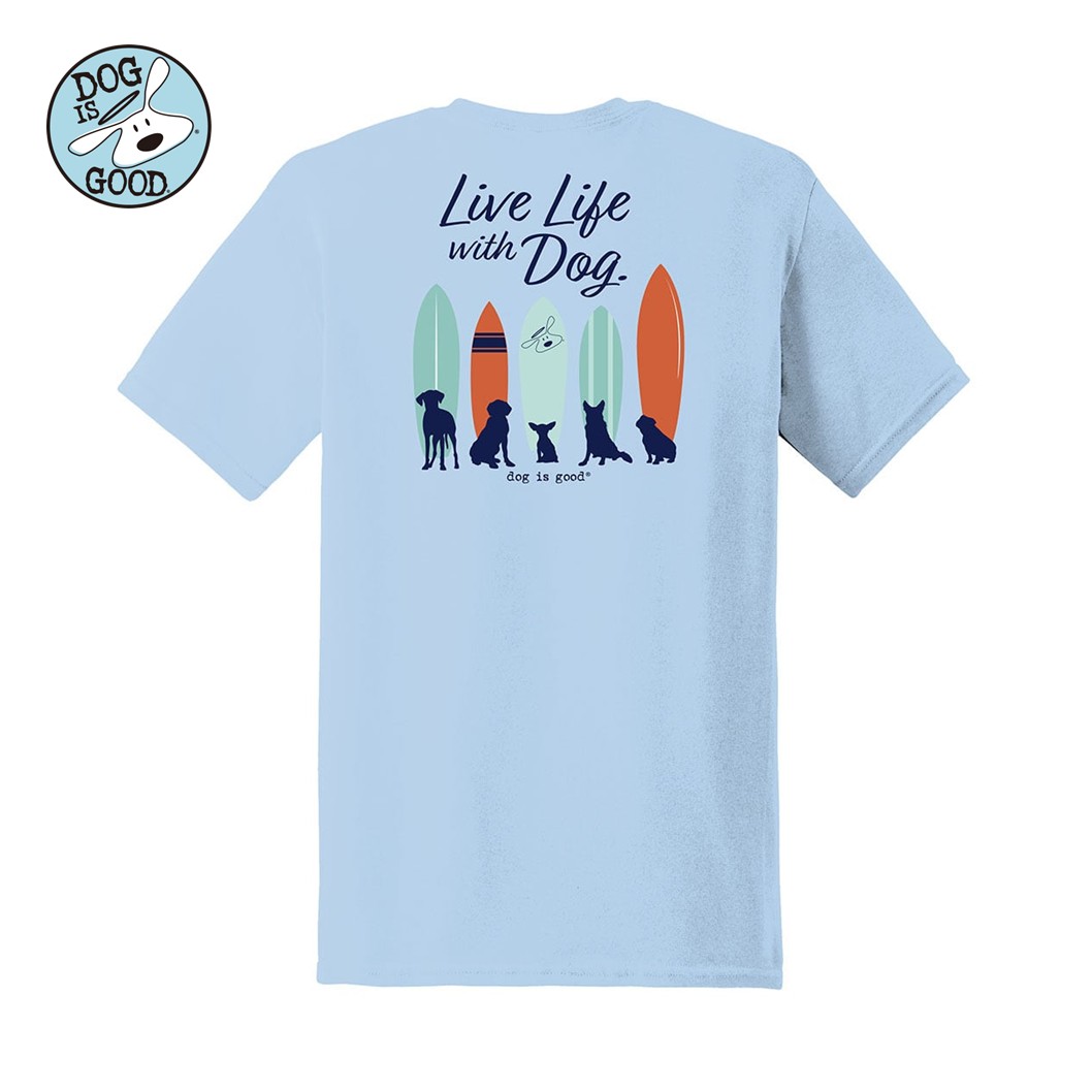 Dog is Good Ｔシャツ ライフウィズドッグ サーフ ライトブルー