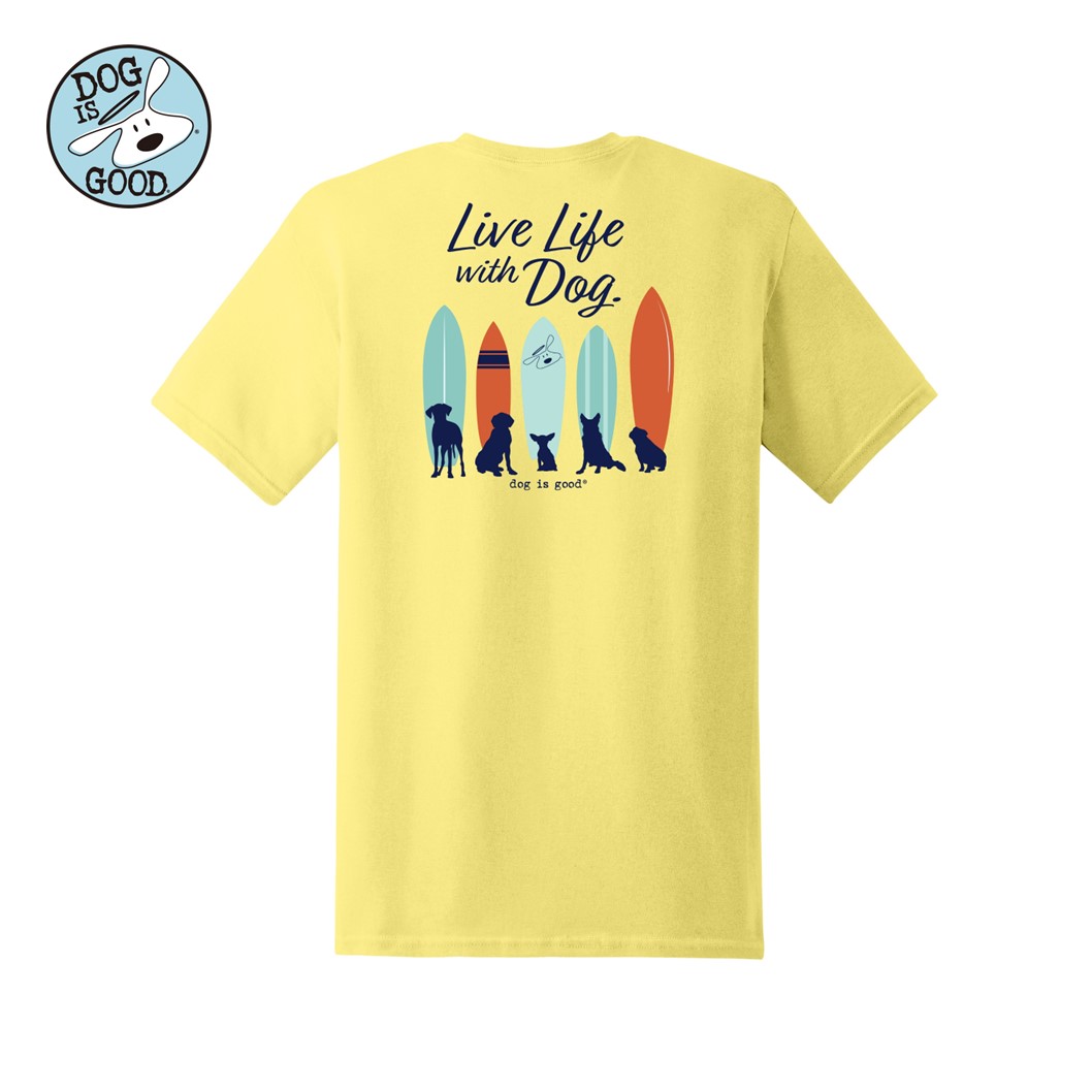 Dog is Good Ｔシャツ ライフウィズドッグ サーフ イエロー