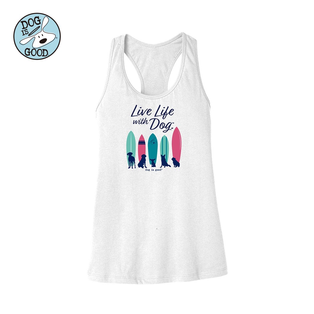 Dog is Good ウィメンズタンク ライフウィズドッグ サーフ ホワイト