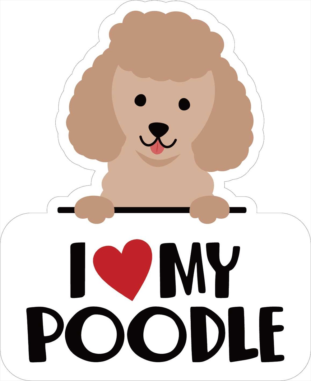 Sticker Pack アイラブプードル レッド L