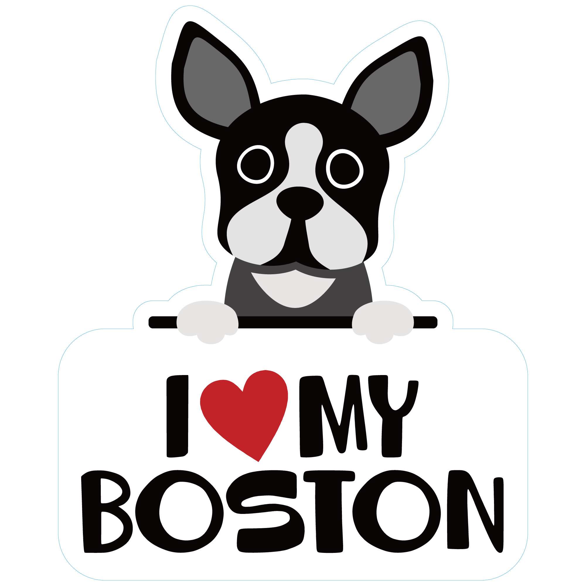 Sticker Pack アイラブボストンテリア L